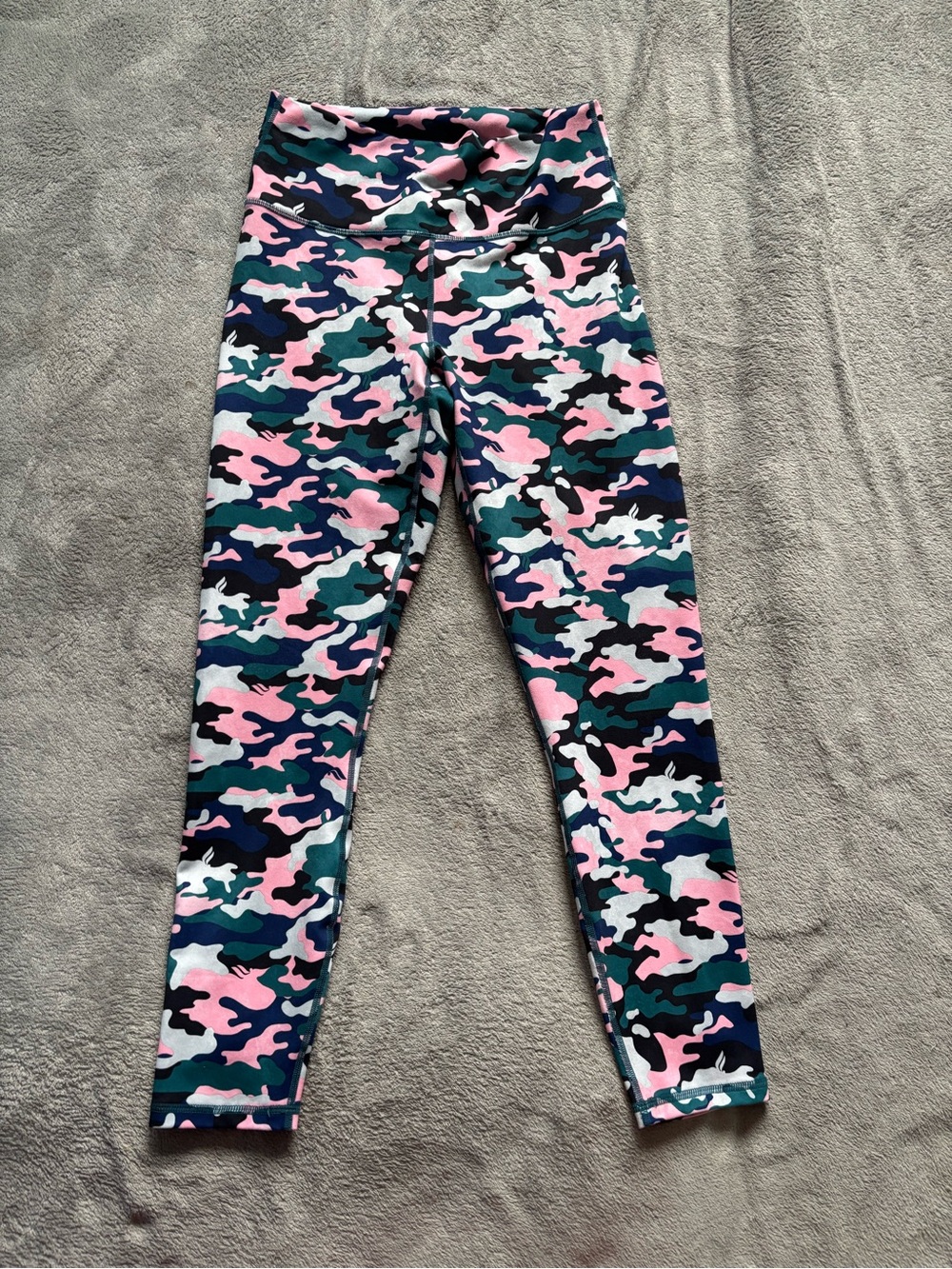 Fabletics Define PowerHold High-Waisted Leggings Pull-On Real Teal Camo Sz Small